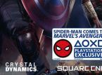 Marvel's Avengersin Playstation 4 -version kannessa on suuri Spider-Manin logo